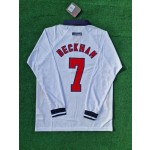 David Beckham England 1998 World Cup Long Sleeves Retro Jersey