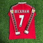 David Beckham 7 - Manchester United 1999 Red Long Sleeve Kit Jersey Trikot Maillot