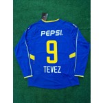 Carlos Tevez Boca Juniors 2003 2004 Retro Long Sleeve Jersey Maillot Trikot Maglia