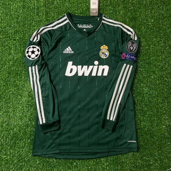 Mesut Ozil Real Madrid 2012-2013 Champions League Green Long Sleeve Jersey Soccer Shirt