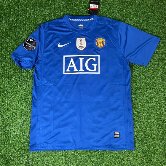 Cristiano Ronaldo Manchester United 2008 Champions League Patch Retro Short Jersey Trikot