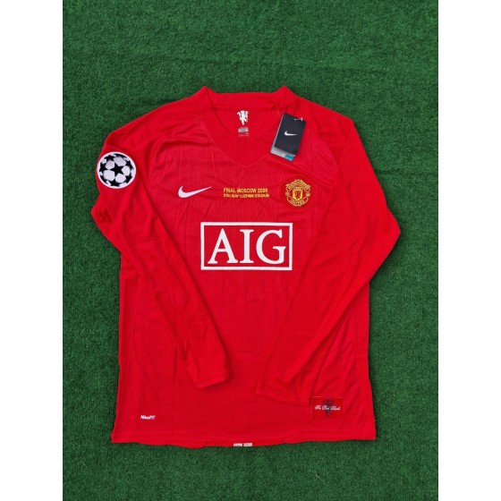 Cristiano Ronaldo Manchester United 2008 Champions Leage Final Moscow Retro Long Sleeve JerseyKit - copy