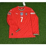 Cristiano Ronaldo Portugal UEFA Nations League Winner Red LS Jersey Trikot Maillot Soccer Shirt