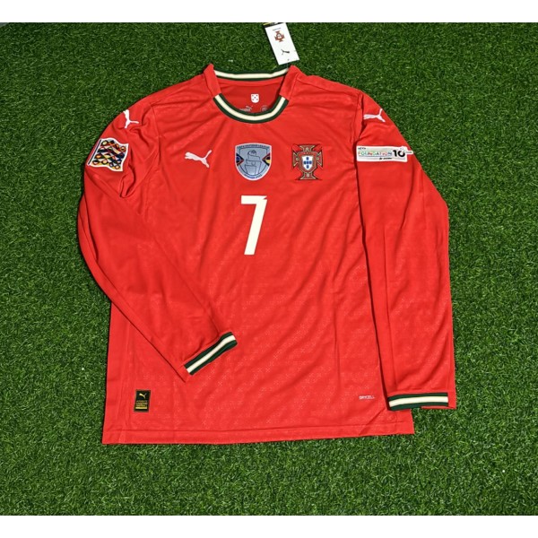 Cristiano Ronaldo Portugal UEFA Nations League Winner Red LS Jersey Trikot Maillot Soccer Shirt