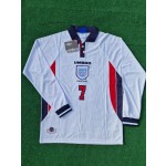 David Beckham England 1998 World Cup Long Sleeves Retro Jersey