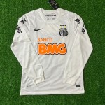 Neymar Jr Santos FC White Retro Long Sleeve Football Jersey Trikot