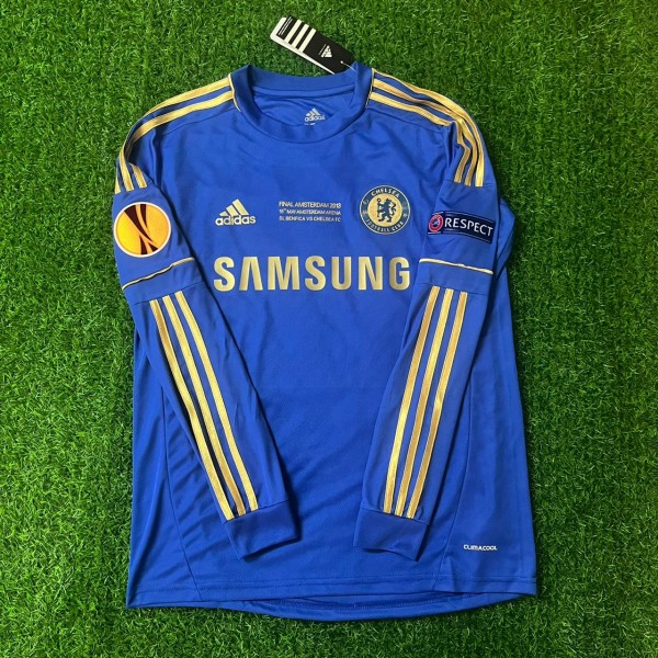 Eden Hazard Chelsea 2013 Europe League Final Amsterdam Blue Retro Football Jersey