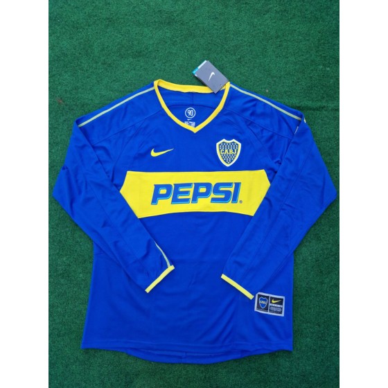 Carlos Tevez Boca Juniors 2003 2004 Retro Long Sleeve Jersey Maillot Trikot Maglia