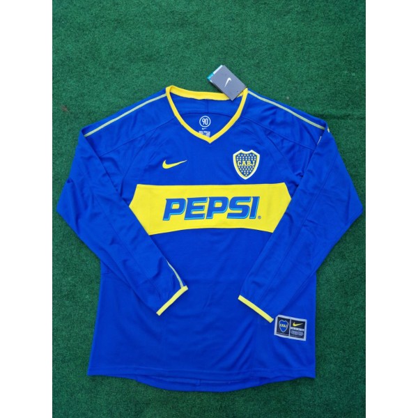 Carlos Tevez Boca Juniors 2003 2004 Retro Long Sleeve Jersey Maillot Trikot Maglia