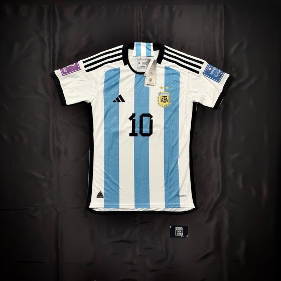 Lionel Messi Argentina 2022 World Cup Champion Home Jersey Maillot Trikot Maglia