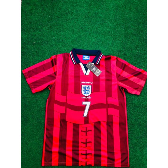 David Beckham England Red Retro Football Jersey