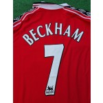 David Beckham 7 - Manchester United 1999 Red Long Sleeve Kit Jersey Trikot Maillot