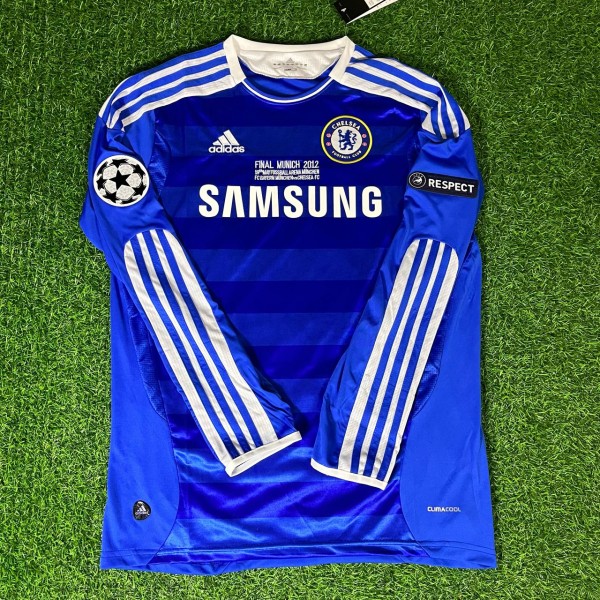 Didier Drogba Chelsea Champhions League 2012 Munich Final Retro Long Sleeve Jersey