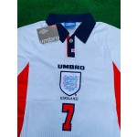 David Beckham England 1998 World Cup Long Sleeves Retro Jersey