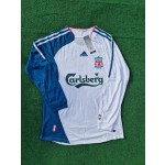 Steven Gerrard Liverpool 2007 White Blue Long Sleeve Retro Jersey