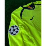 Lionel Messi Barcelona 2005-06 Season Yellow Green Retro Long Sleeve Jersey