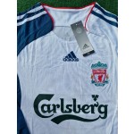 Steven Gerrard Liverpool 2007 White Blue Long Sleeve Retro Jersey