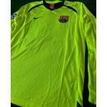Lionel Messi Barcelona 2005-06 Season Yellow Green Retro Long Sleeve Jersey