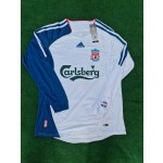 Steven Gerrard Liverpool 2007 White Blue Long Sleeve Retro Jersey