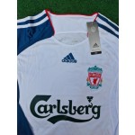 Steven Gerrard Liverpool 2007 White Blue Long Sleeve Retro Jersey